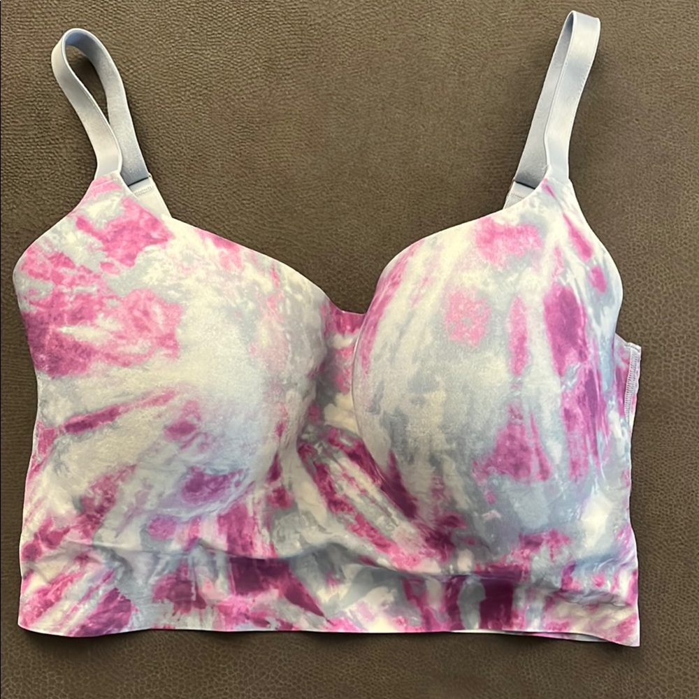 PINK Victoria's Secret Pink and White Tie-Dye Bra